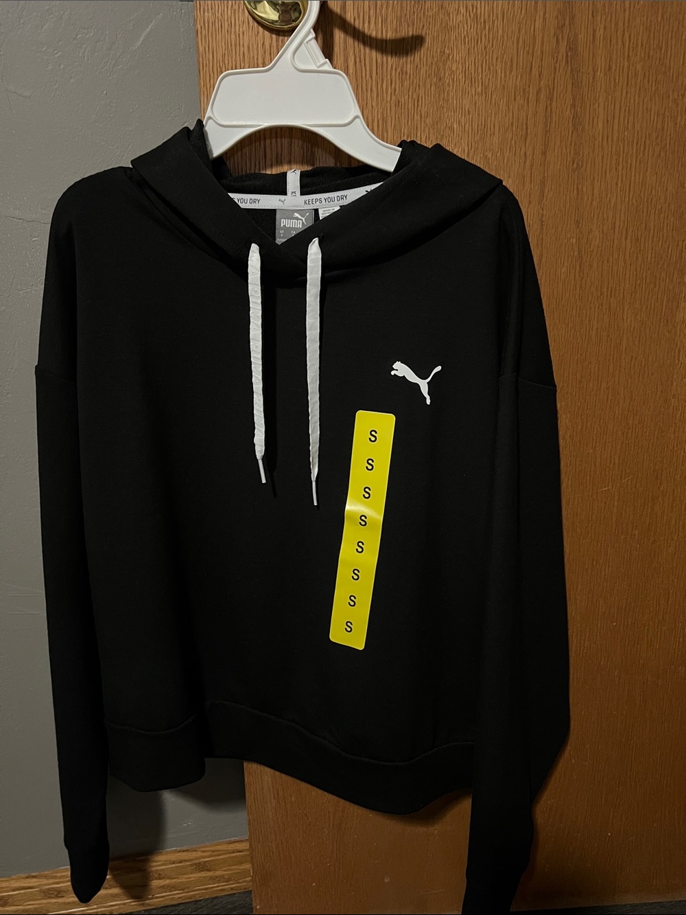 Puma Black Hoodie with White Drawstrings and Puma Logo